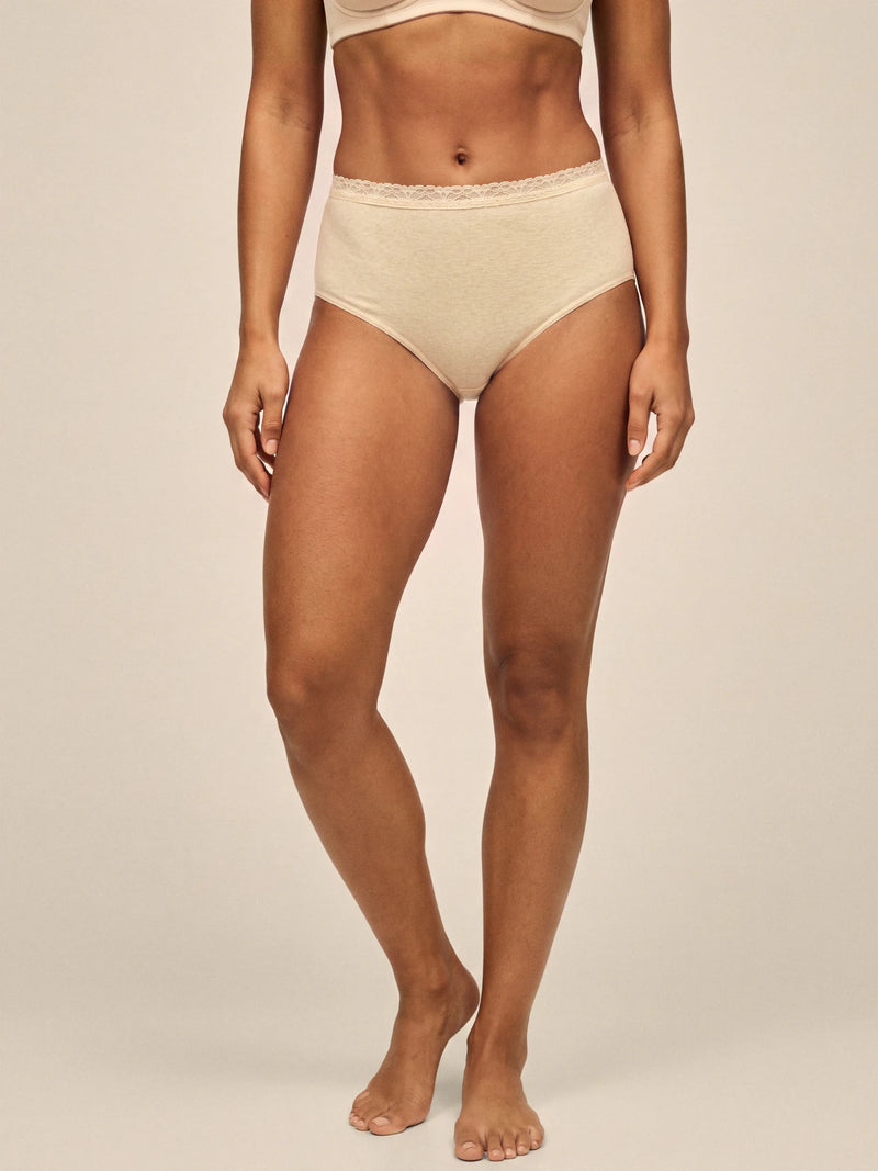 Undyed 100% Organic Cotton High-Rise Brief - Cotton and Sand